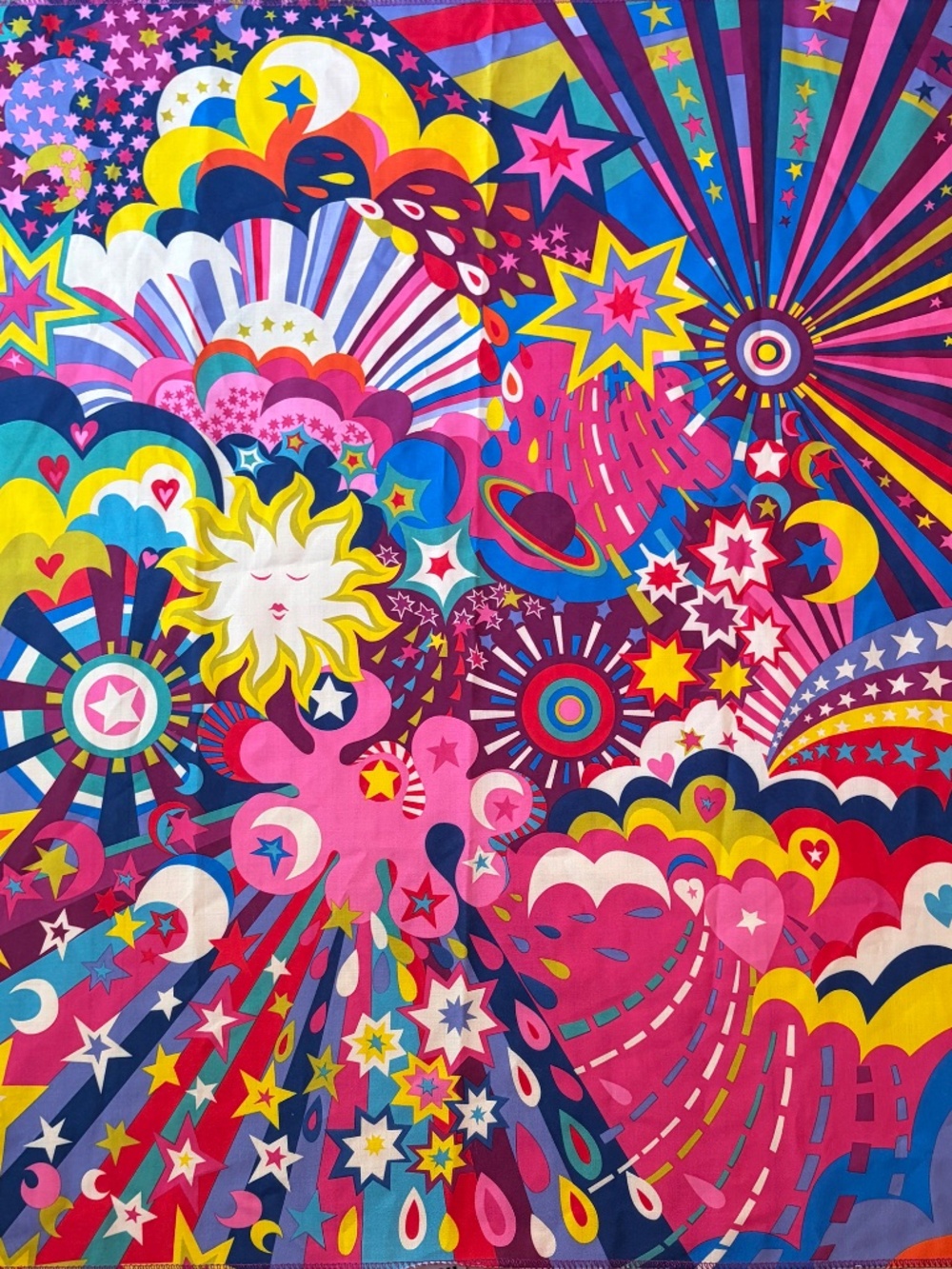 Rare LUSH Twilight Knot Wrap Scarf Bandana 28x28 Celestial Sun & Stars